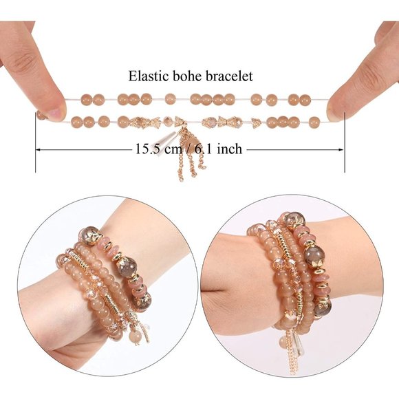 Groups of 8 Bohemian Bracelets for Women Stretch Multilayer Colorful Be… - Picture 11 of 12